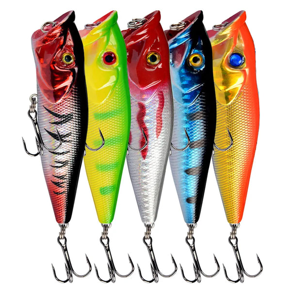 5Pcs Popper Fishing Lures 9cm/12g Artificial Bait Wobblers Topwater Fishing Tackle 2023 Carp Fishing Accessories For Trout Bass