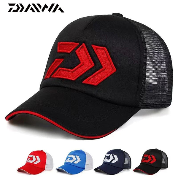 Daiwa Summer Fishing Cap Breathable Mesh Fishing Hat Outdoor Sport Baseball Cap Adjustable Snapback Cotton Foam Trucker Hat